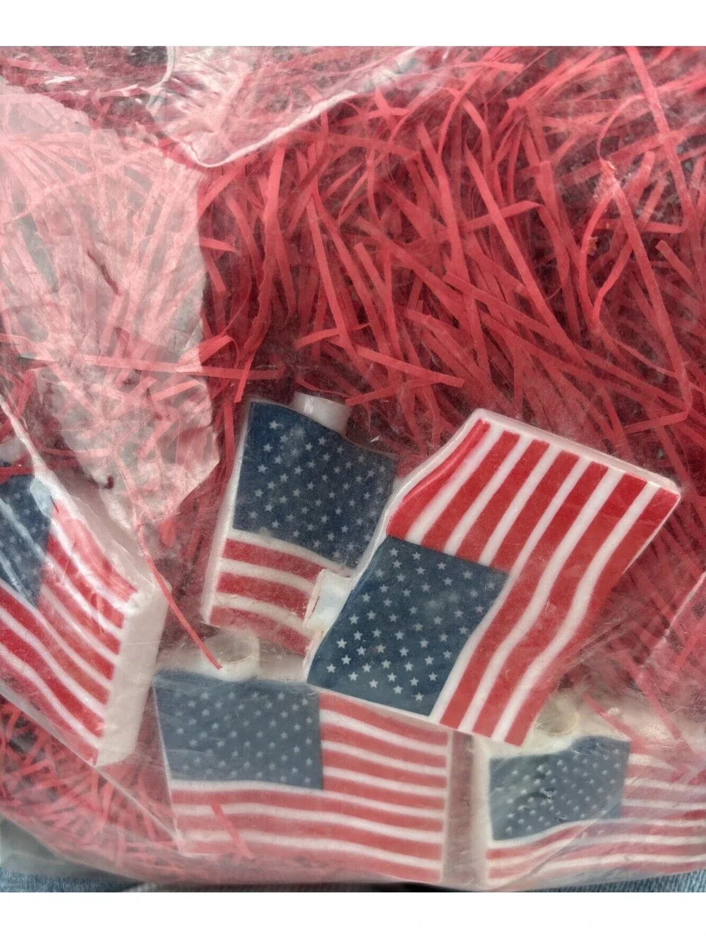 Vintage 1996 Primal Lite Fun Lights USA Flags 14ft String Of 10 Blinking Lights